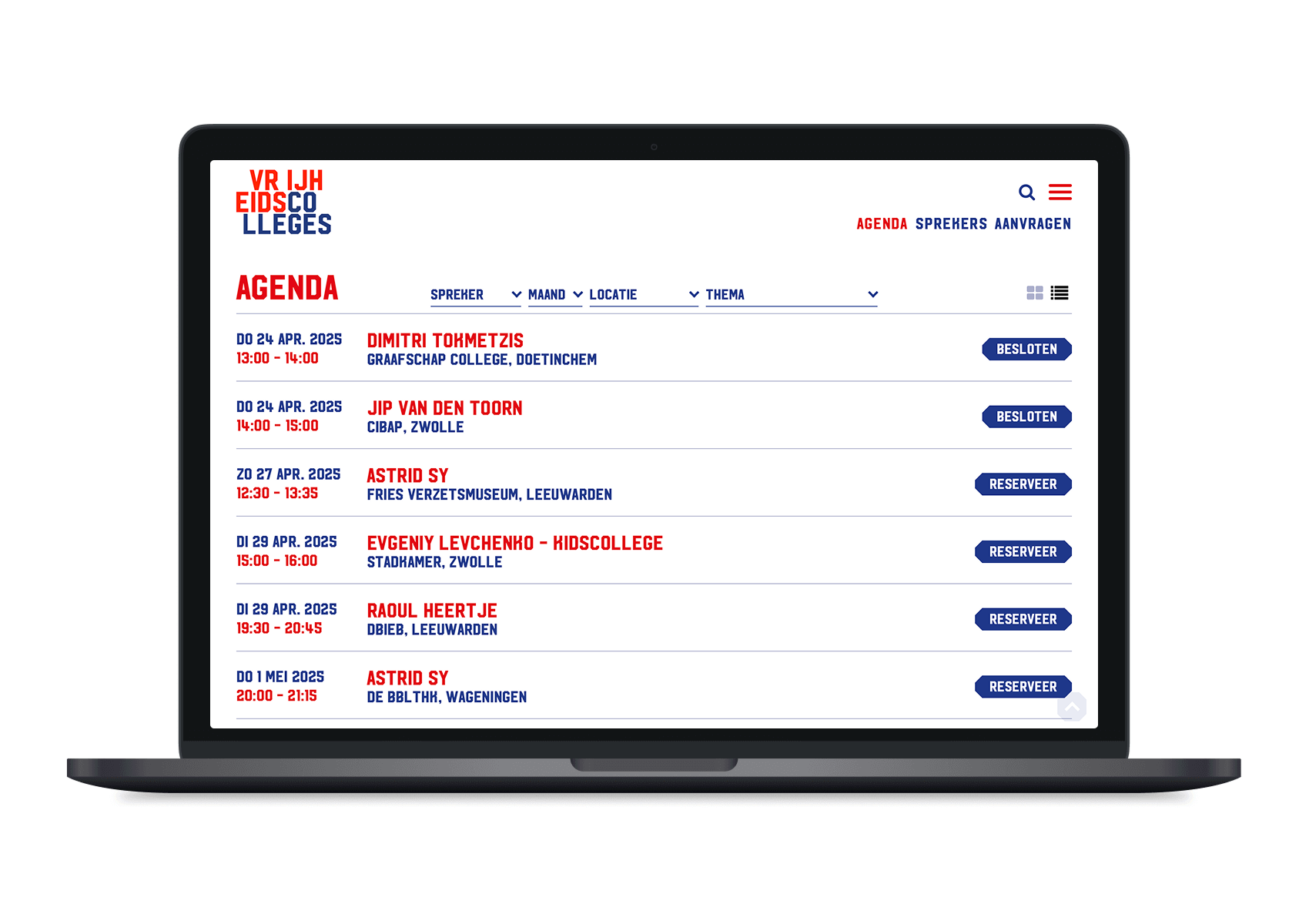 Vrijheidscolleges: Digital design website en streaming platform